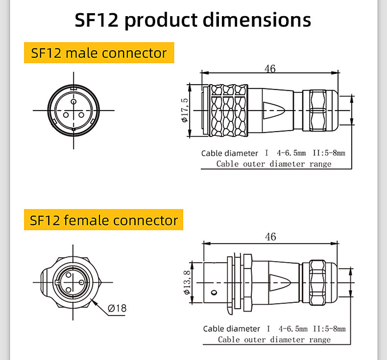 EW SF12 2 Pin Circular Plug Socket Metal