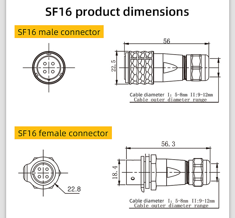 EW SF16 3 Pin Circular Plug Socket Flange Metal