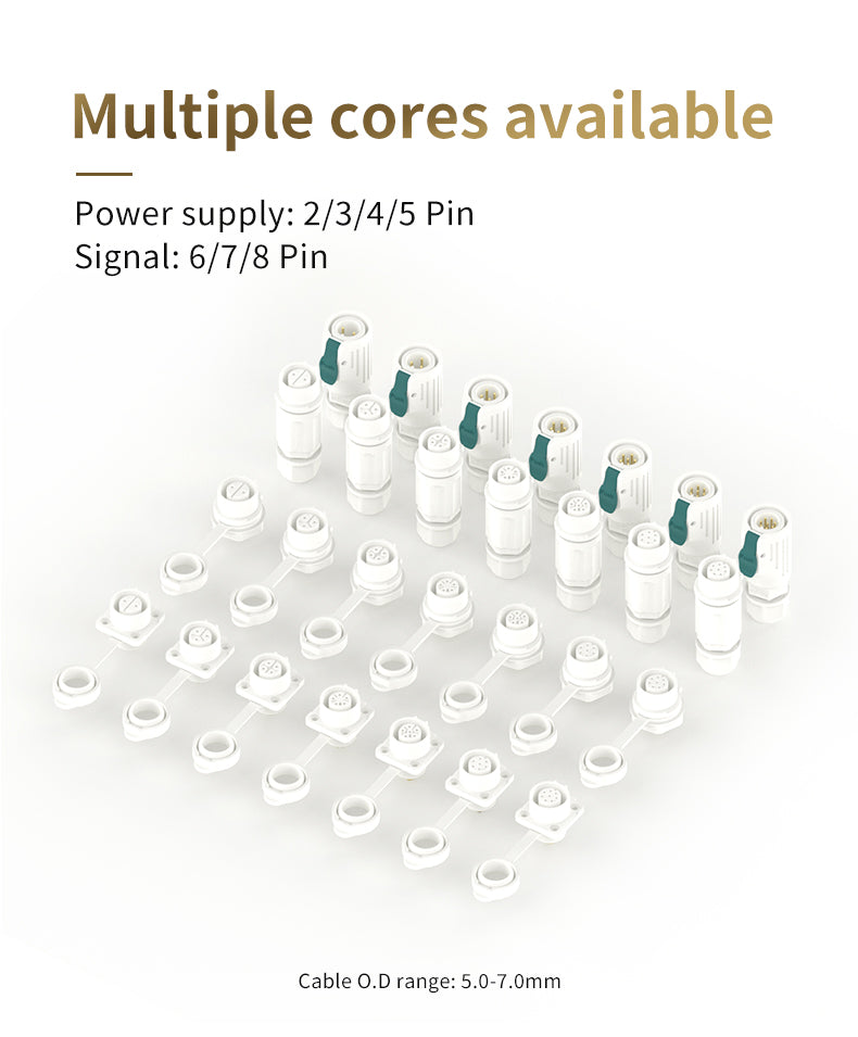 EW LP12 8 Pin White Waterproof M12 Connector