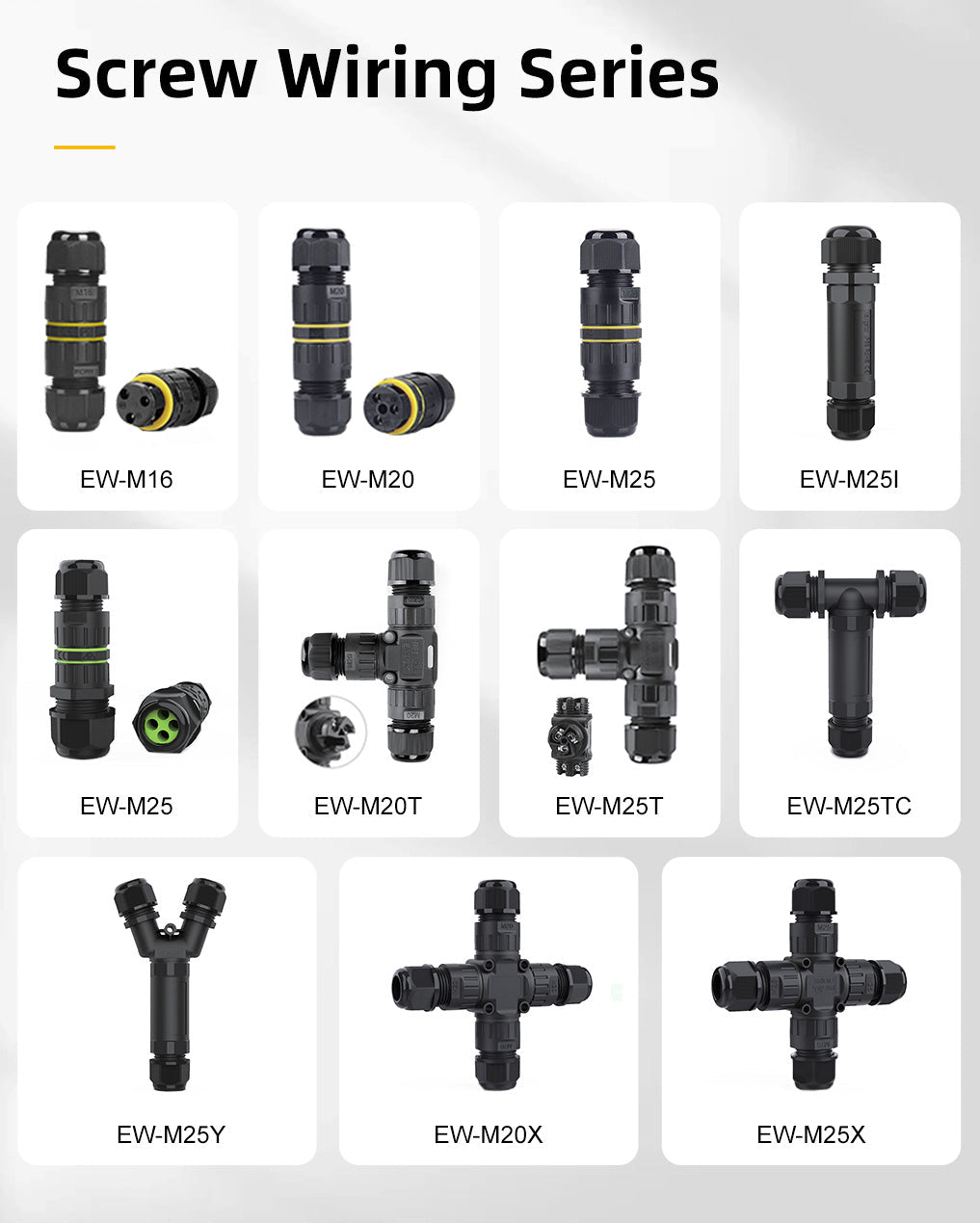 EW L03 3Pin Screw Lock Waterproof Wire Connector