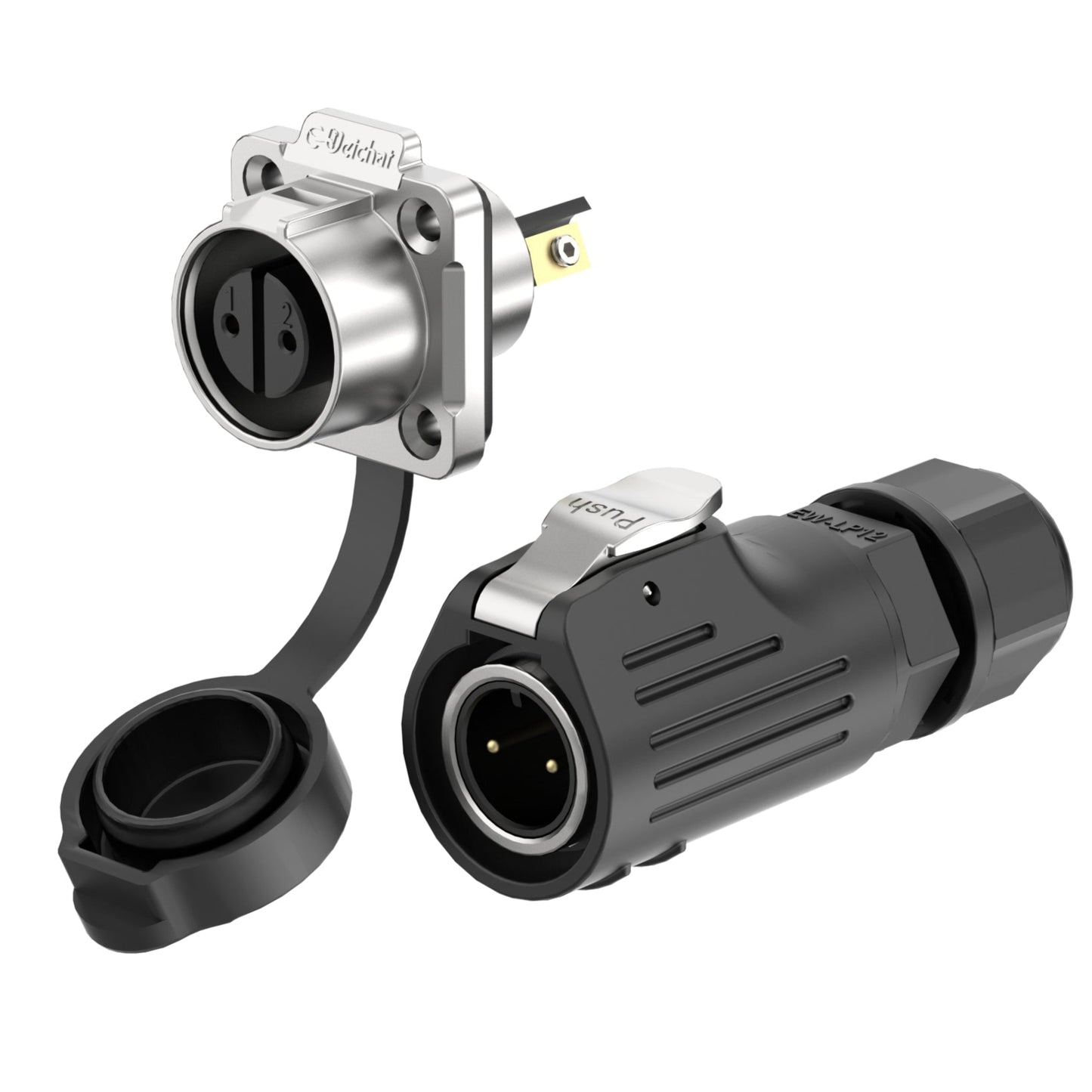 EW LP12 2 Pin Flange Waterproof Connectors Metal