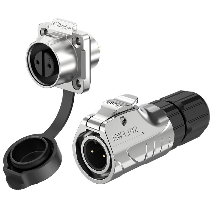 EW LP12 2 Pin Waterproof Connectors Flange All Metal