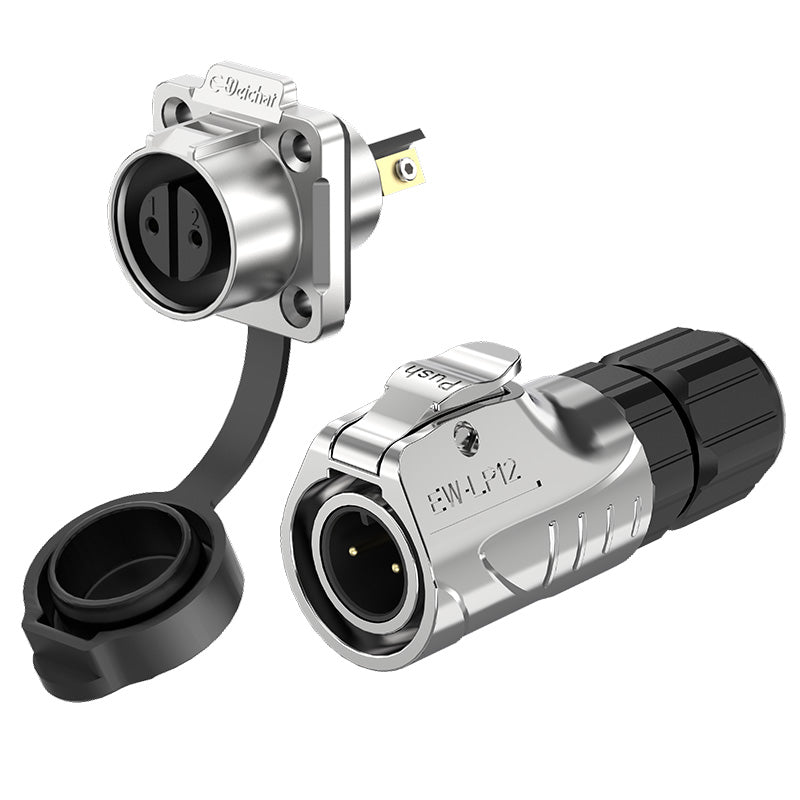 EW LP12 2 Pin Waterproof Connectors Flange All Metal