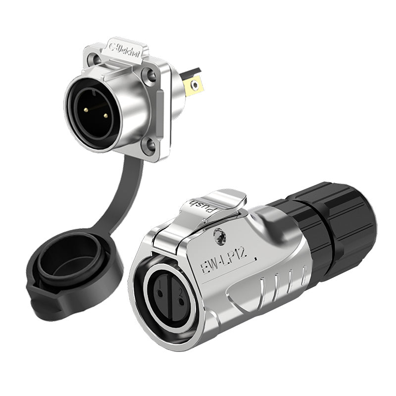 EW LP12 2 Pin Waterproof Connectors Flange All Metal