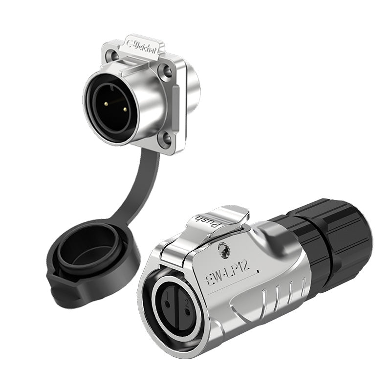 EW LP12 2 Pin Waterproof Connectors Flange All Metal
