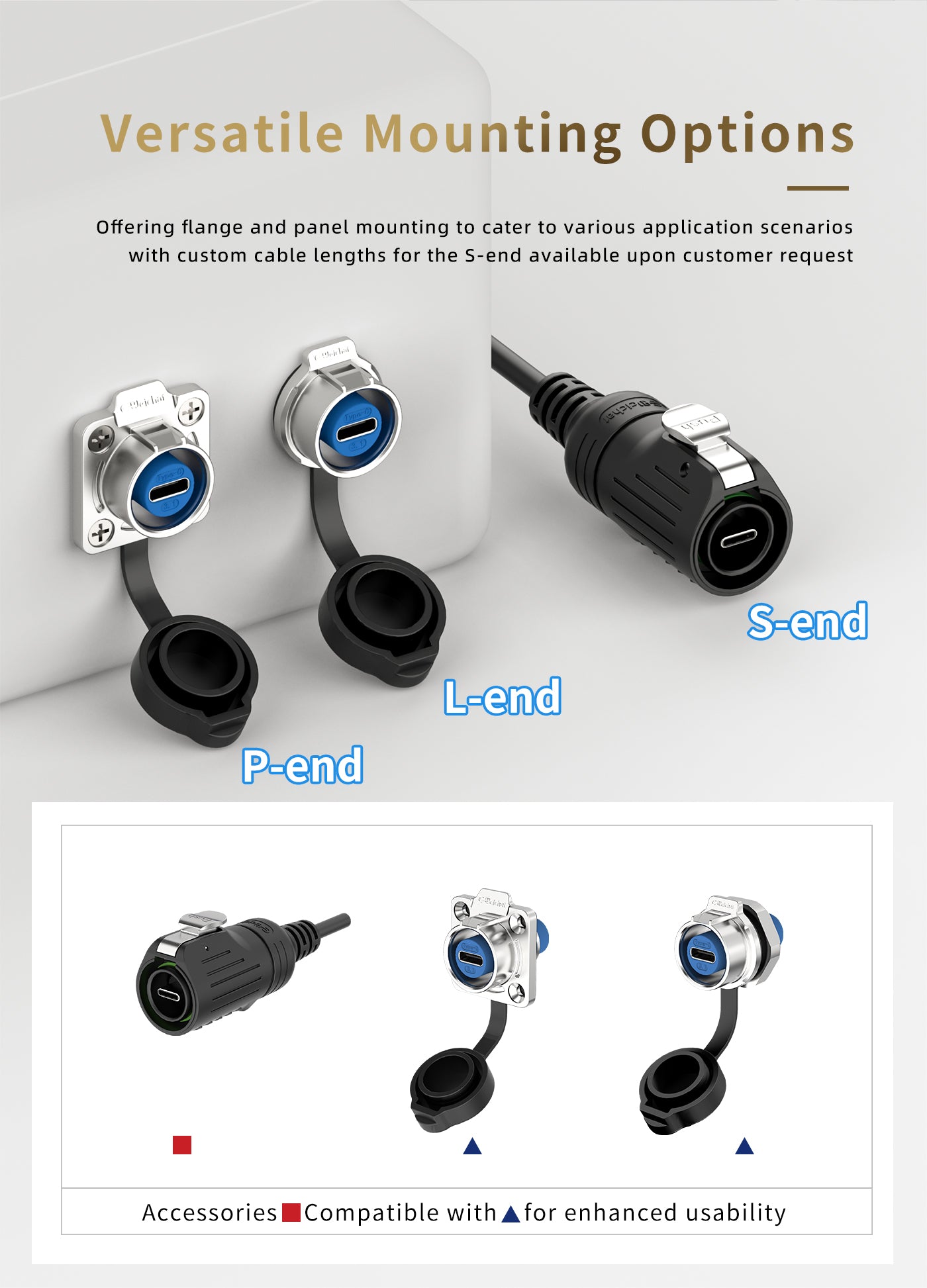 EW LP16 Waterproof Type C Connector Male and Female Connectors
