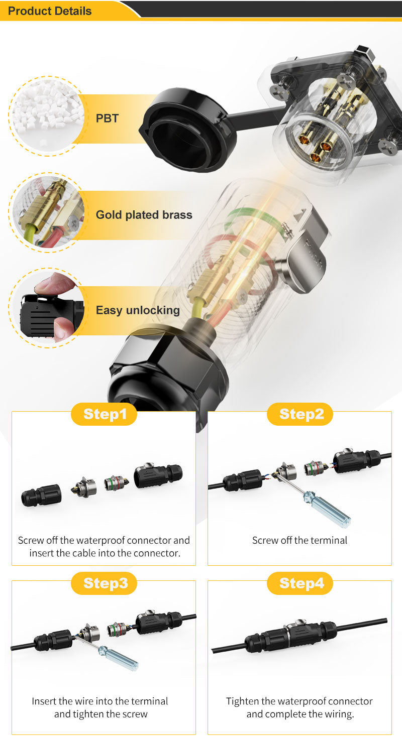 EW LP20 2 Pin Outdoor Waterproof Wire Connectors