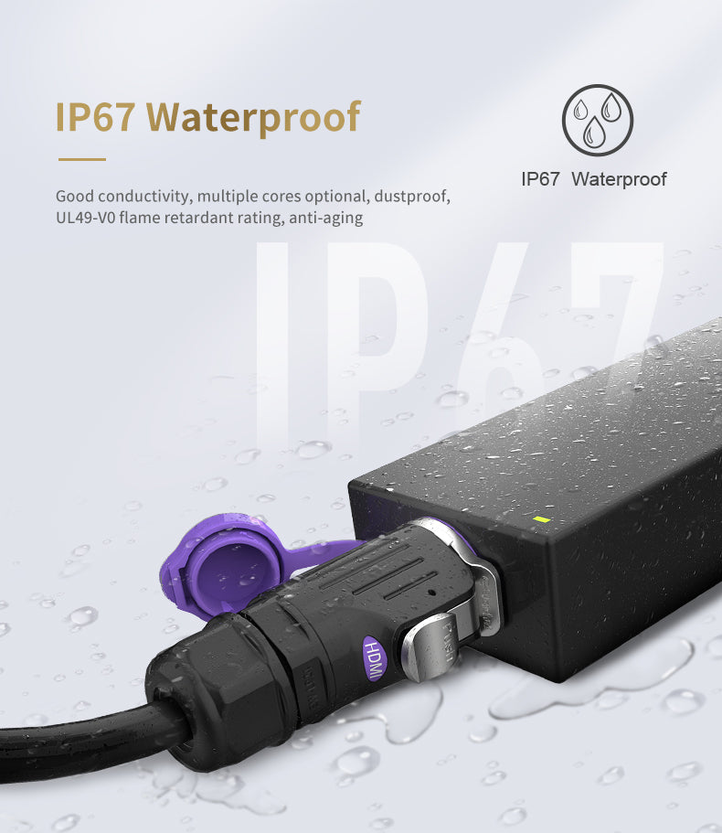 EW LP24 HDMI Data Electrical Waterproof Connectors Flange