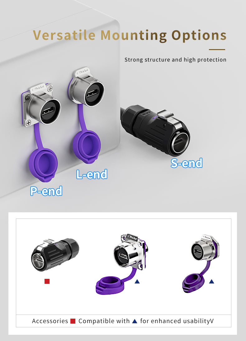 EW LP24 HDMI Data Electrical Waterproof Connectors Flange