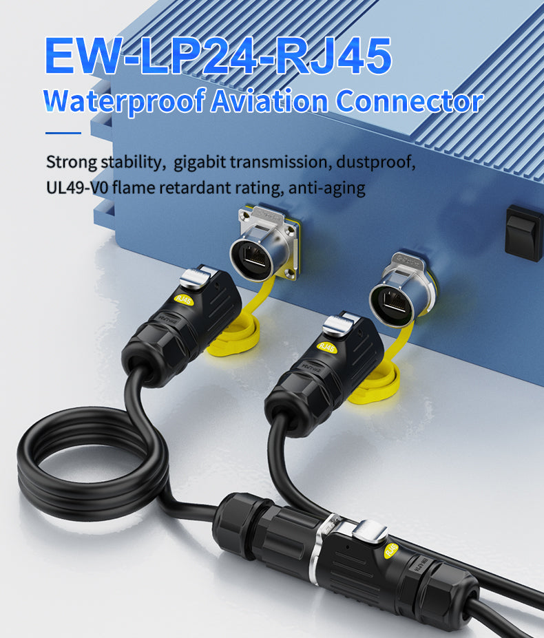 EW LP24 RJ45 Connector Waterproof Flange Plastic