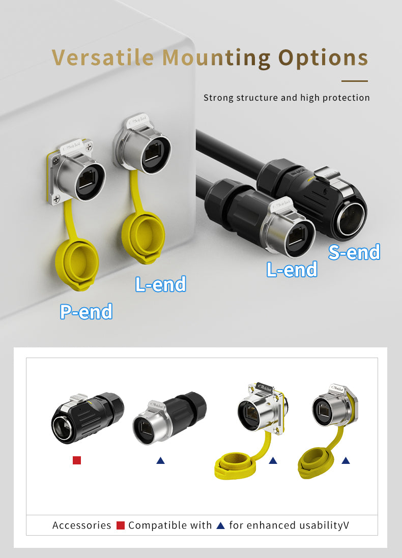 EW LP24 RJ45 Connector Waterproof Flange Plastic