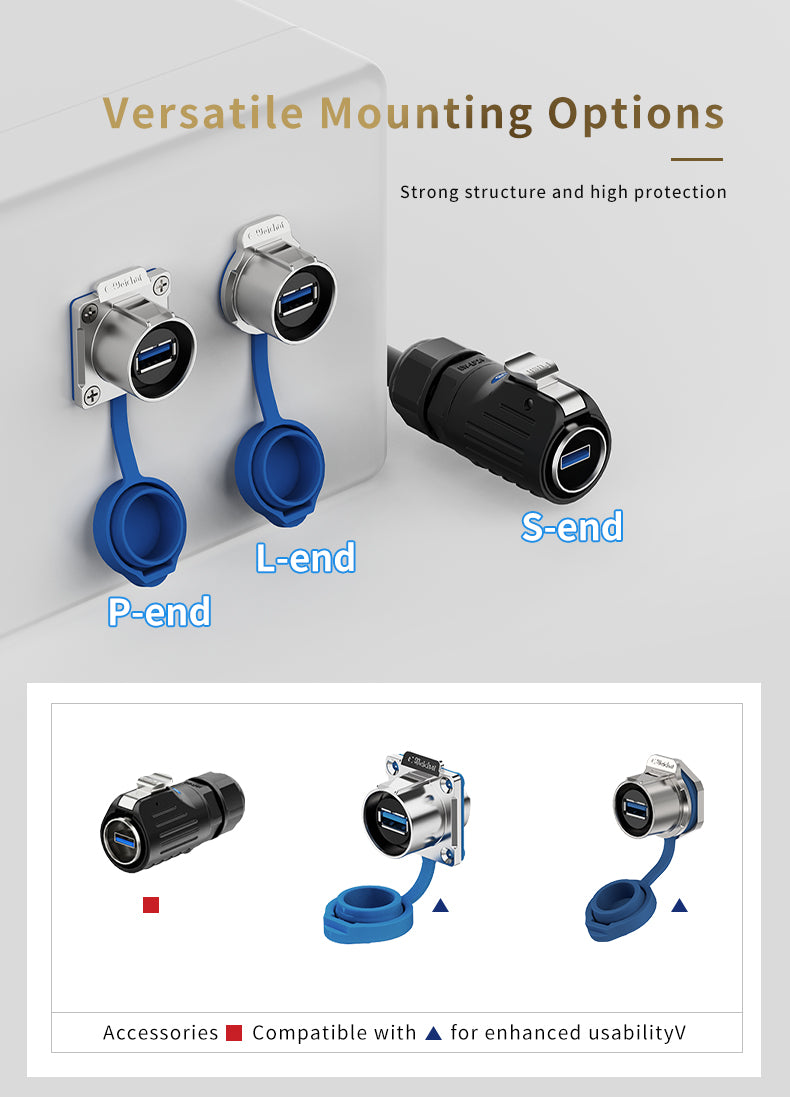 EW LP24 Panel Waterproof USB Connectors Plastic