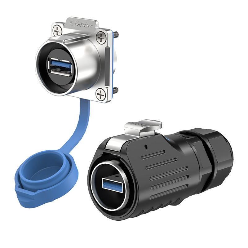 EW LP24 USB Waterproof Connectors Flange Metal