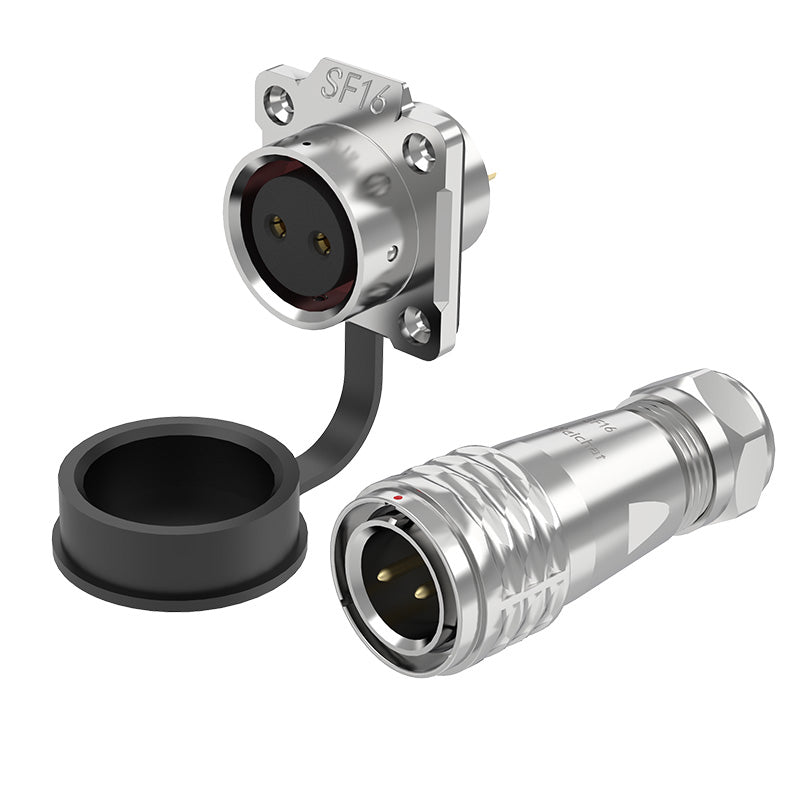 EW SF16 2 Pin Circular Plug Connector Flange Metal