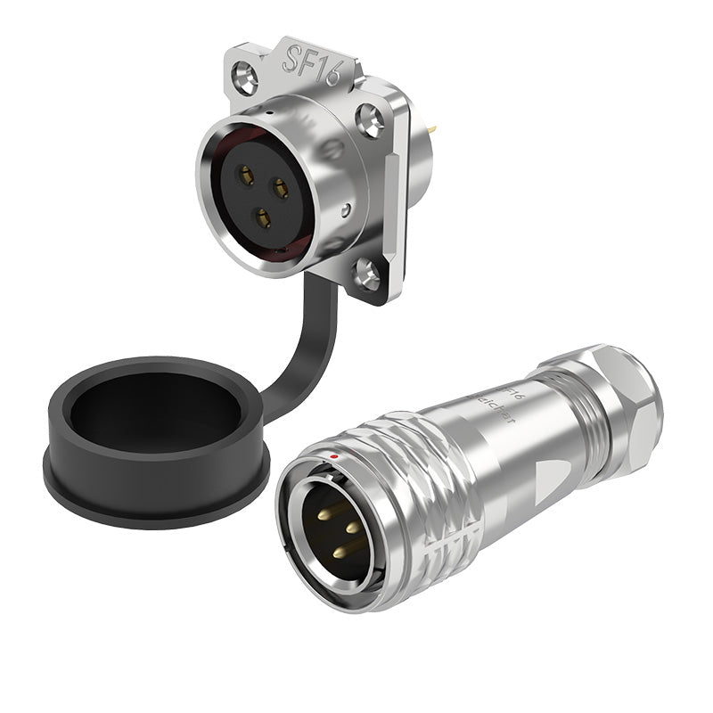 EW SF16 3 Pin Circular Plug Socket Flange Metal