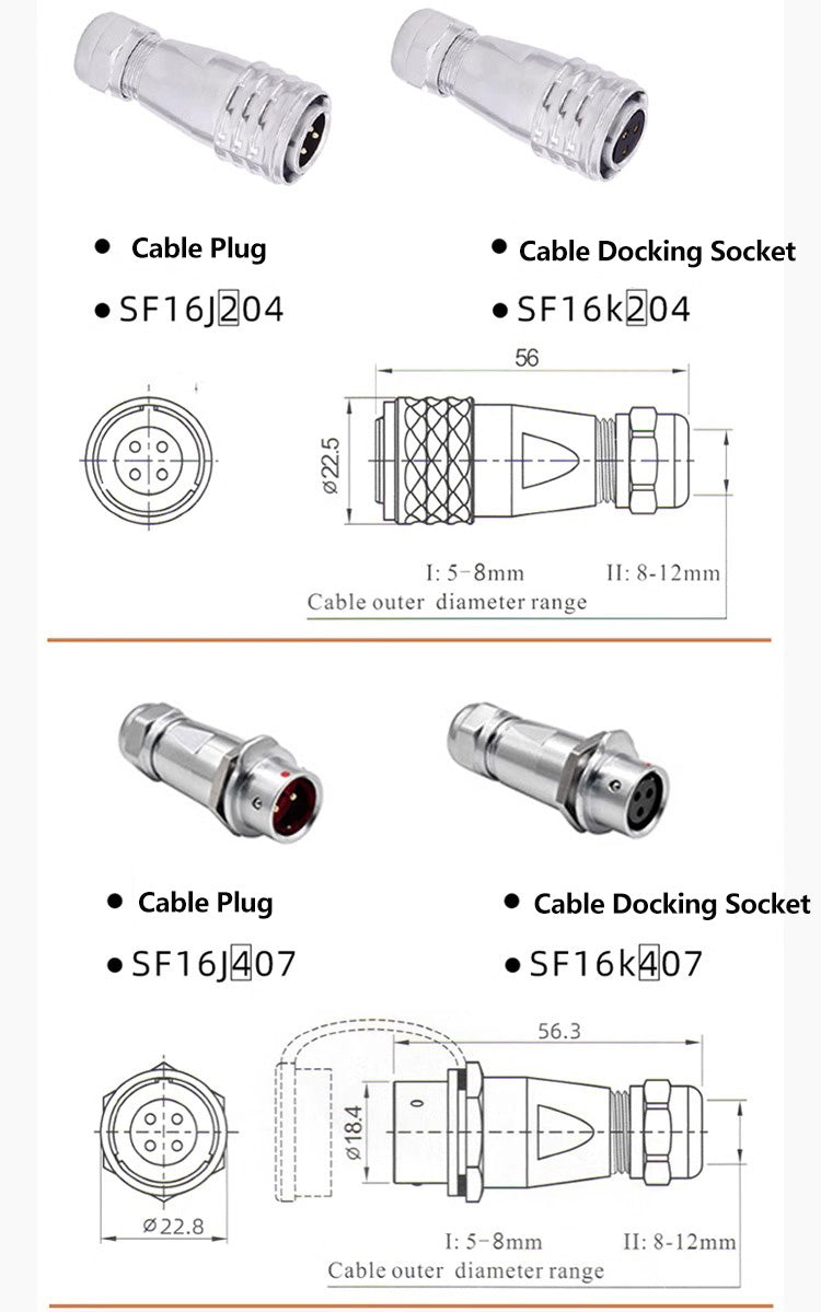 EW SF16 3 Pin Standard Circular Connector Metal