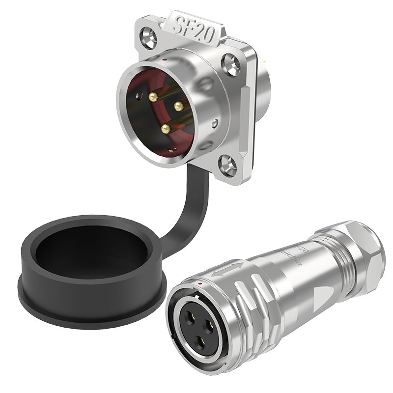 EW SF20 3 Pin Circular Plug Connector Flange