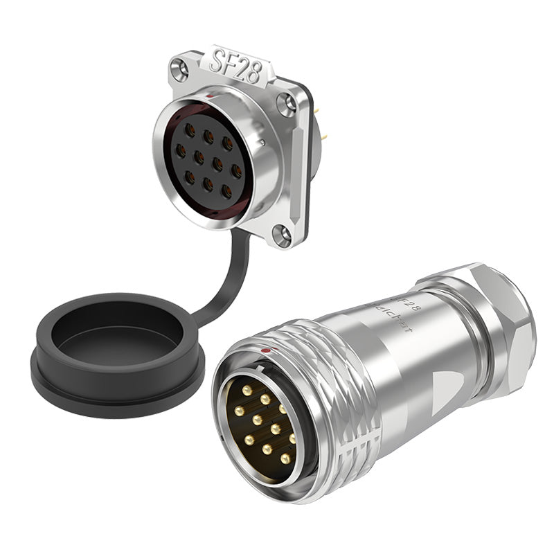 EW SF28 10 Pin Circular Plug Socket Flange Metal