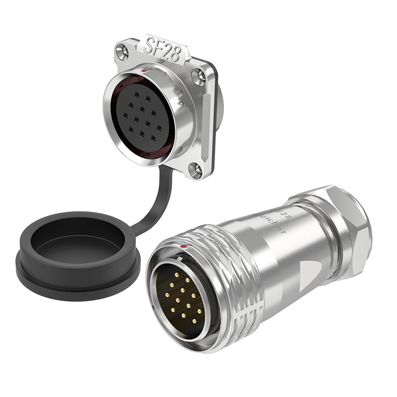 EW SF28 12 Pin Circular Plug Connector Flange Metal