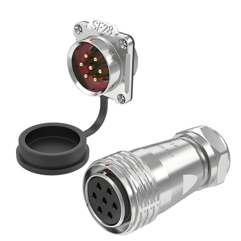 EW SF28 7 Pin Circular Plug Connector Flange Metal