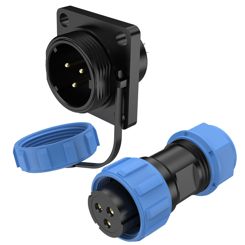 EW SP17 3 Pin Circular Plug Socket Flange