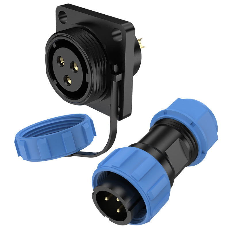 EW SP17 3 Pin Circular Plug Socket Flange