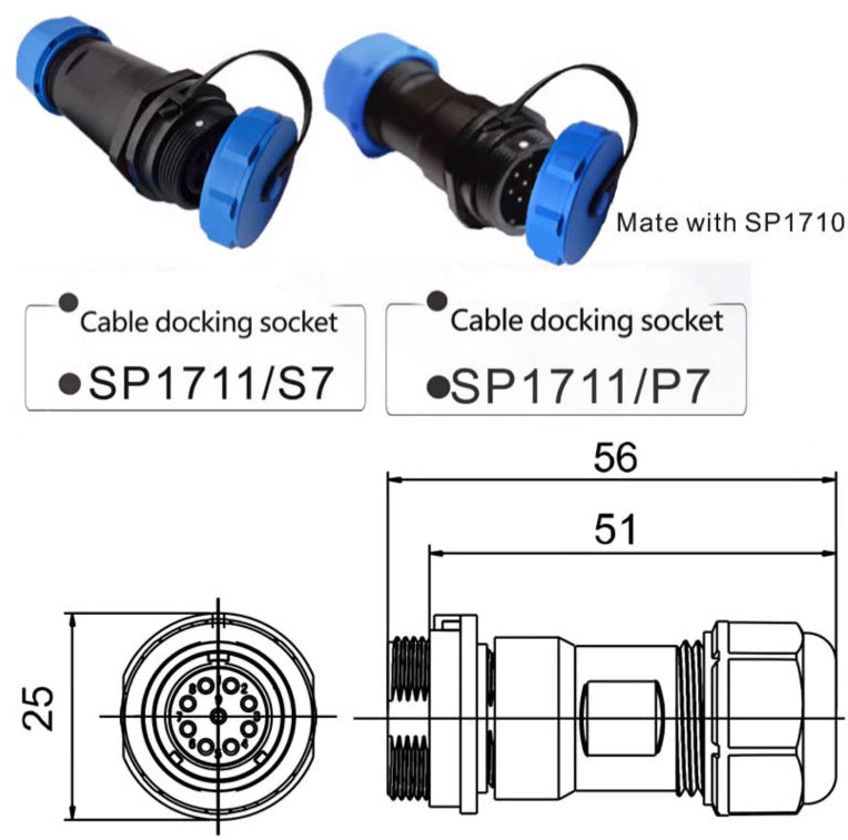 EW SP17 3 Pin Circular Plug Connector Plastic