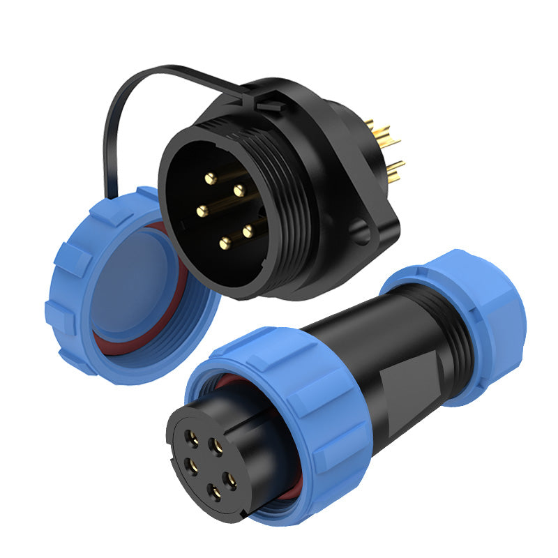 EW SP21 5C Pin Diamond Flange Circular Plug Socket