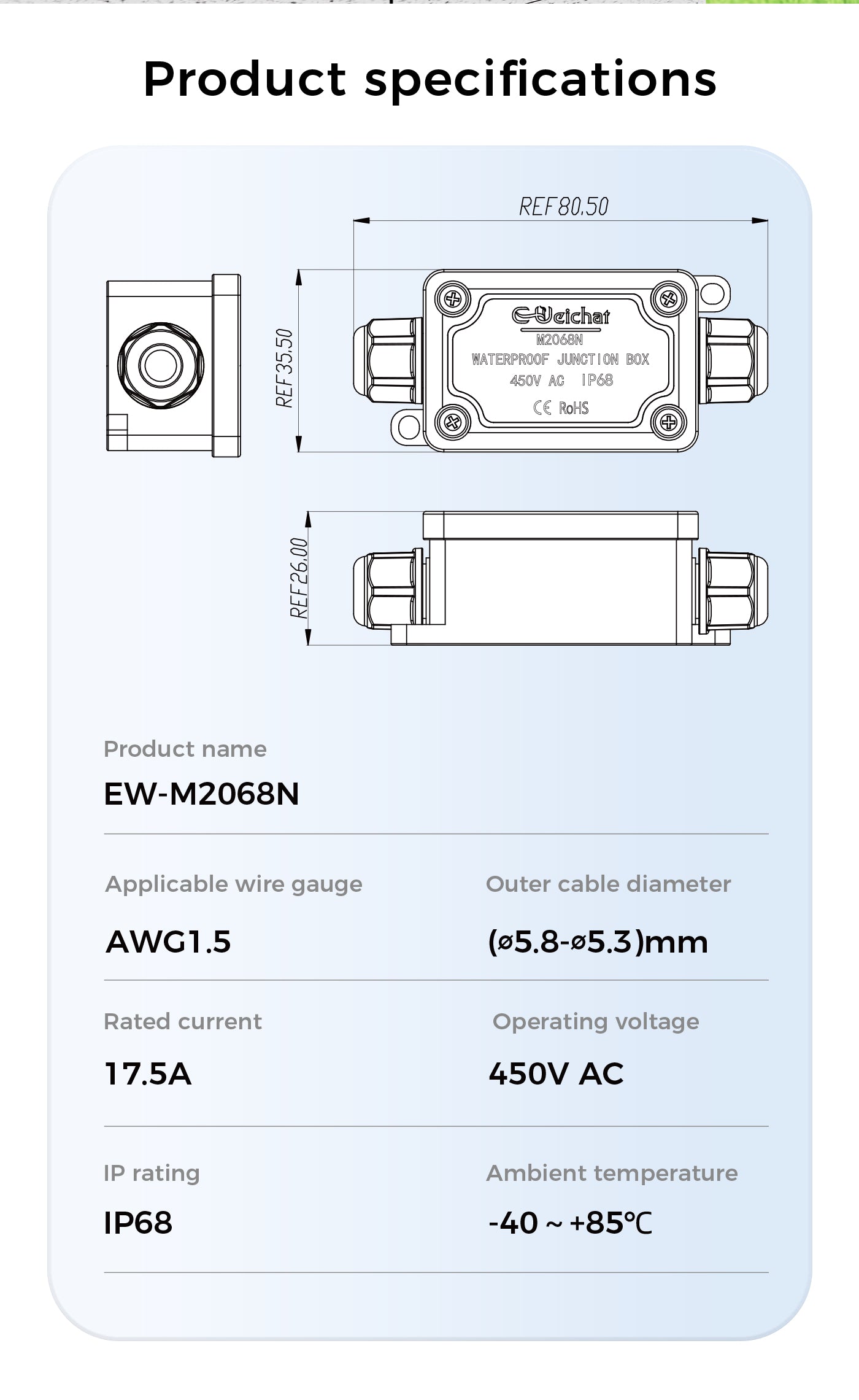 M2068N-2T Waterproof Junction Box With Terminal Block