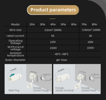EW LP12 8 Pin White Waterproof M12 Connector