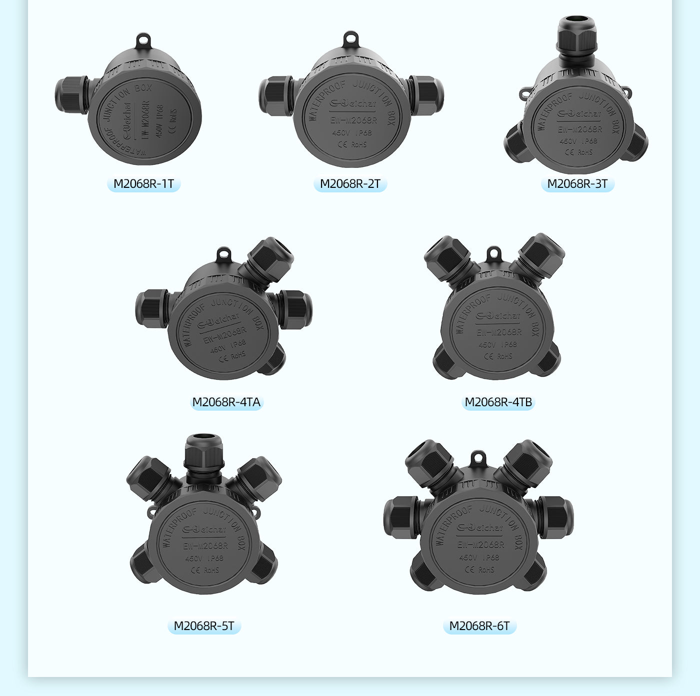 EW M2068R-1T Waterproof Junction Box Outdoor Cable Connector With Terminal Block