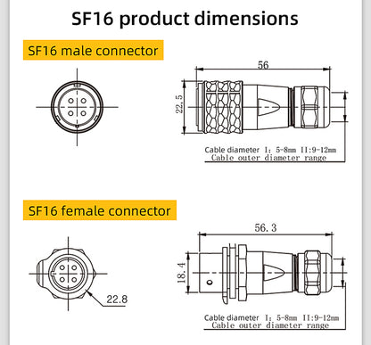 EW SF16 2 Pin Circular Connector Panel Metal