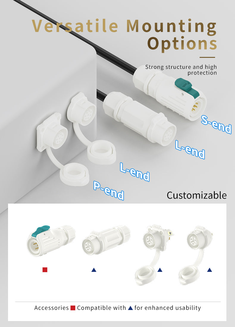 EW LP12 8 Pin White Waterproof M12 Connector