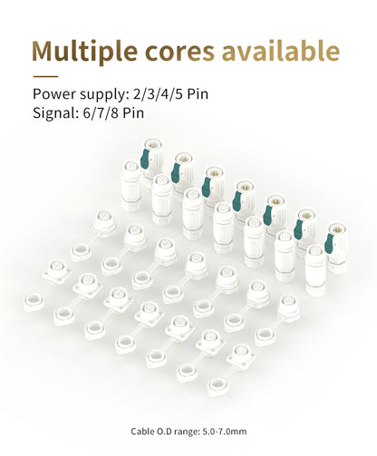 EW LP12 8 Pin White Waterproof M12 Connector