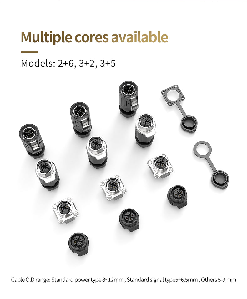 LP20 2+6 Pin Flange Waterproof Inline Connector Aviation Plug