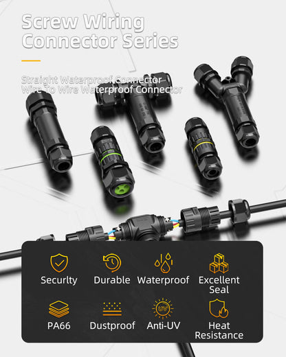 EW B02 2Pin Screw Lock Waterproof Wire Connector
