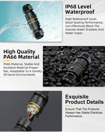 EW B02 2Pin Screw Lock Waterproof Wire Connector