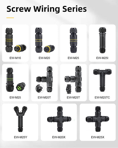 EW B02 2Pin Screw Lock Waterproof Wire Connector