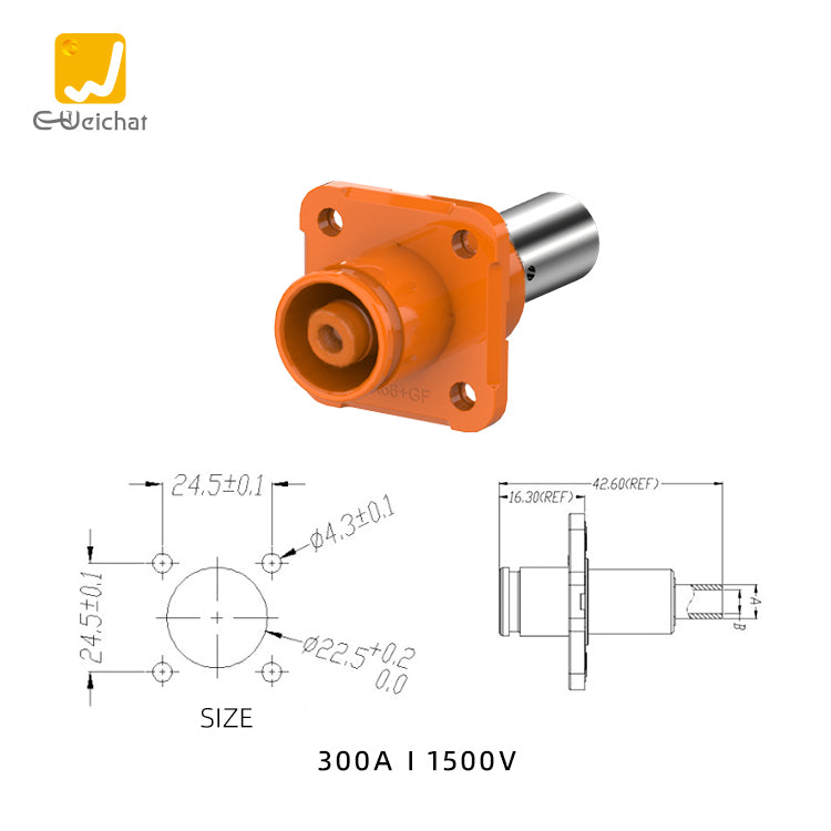 EW High Voltage Battery Energy Storage Connector Orange 300A