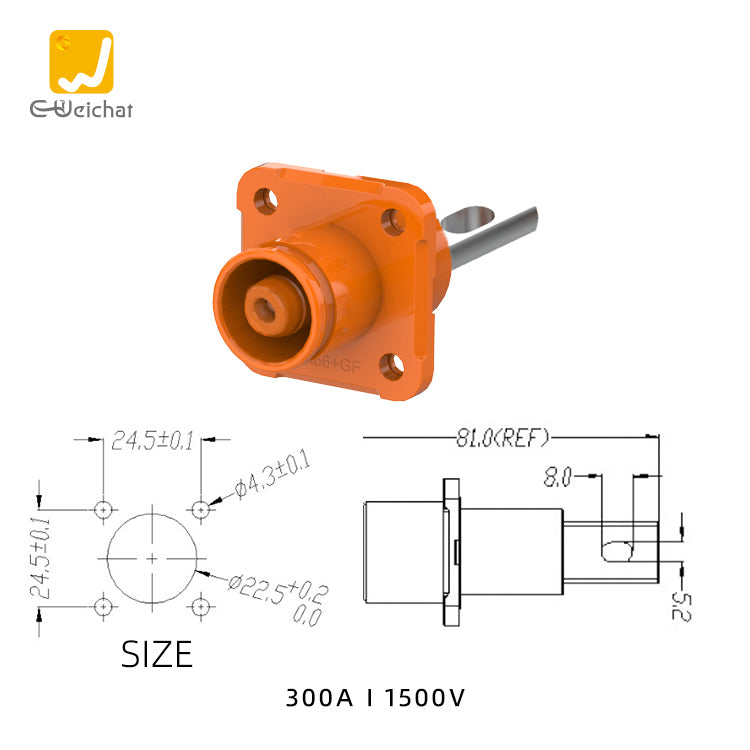 EW High Voltage Battery Energy Storage Connector Orange 300A