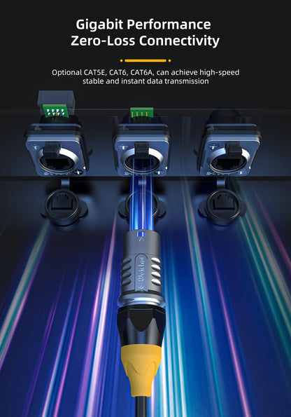 ER-RJ45 Waterproof Signal Data Connectors IP68 CAT6 Jack