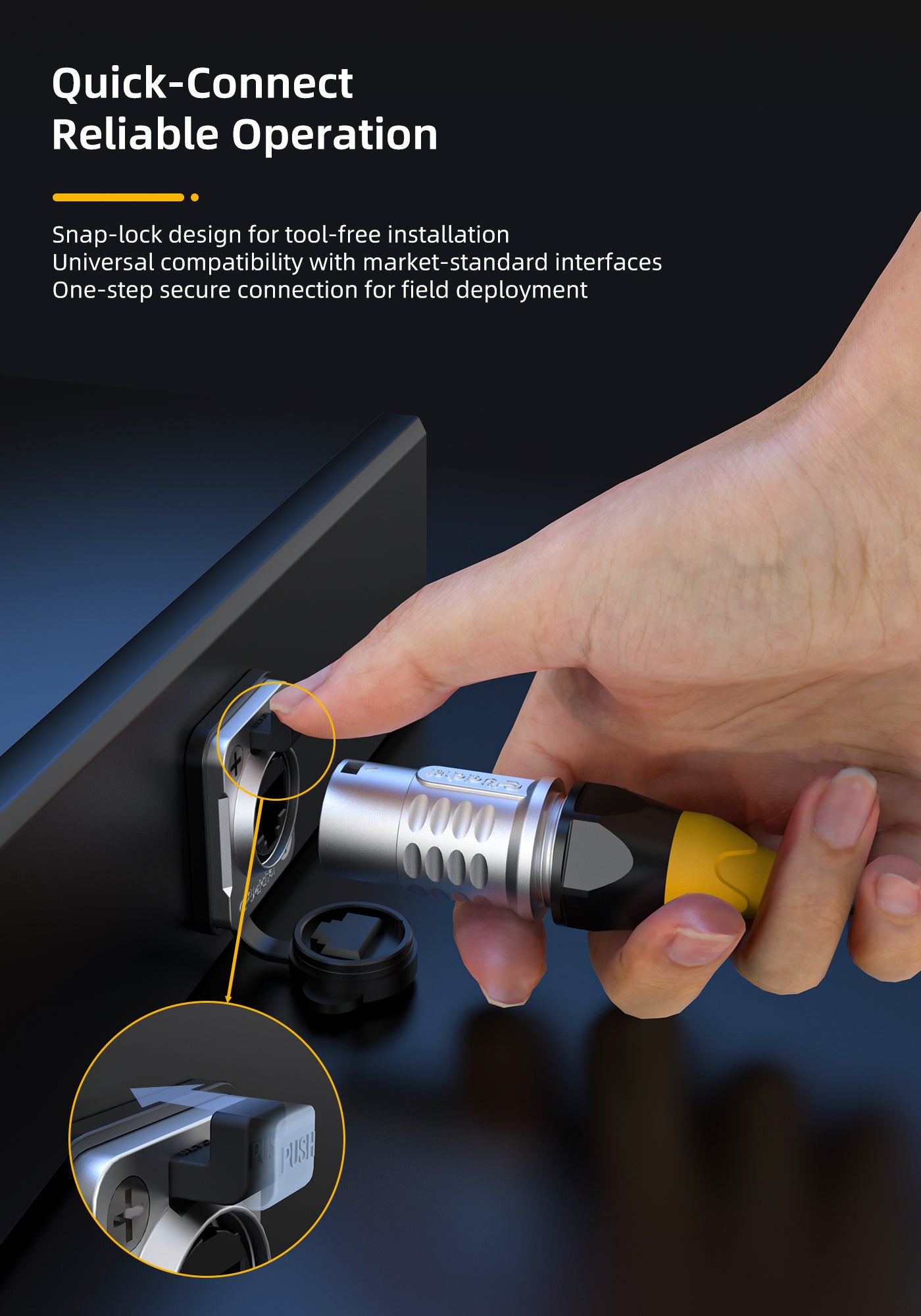 ER-RJ45 Waterproof Signal Data Connectors IP68 CAT6 Jack