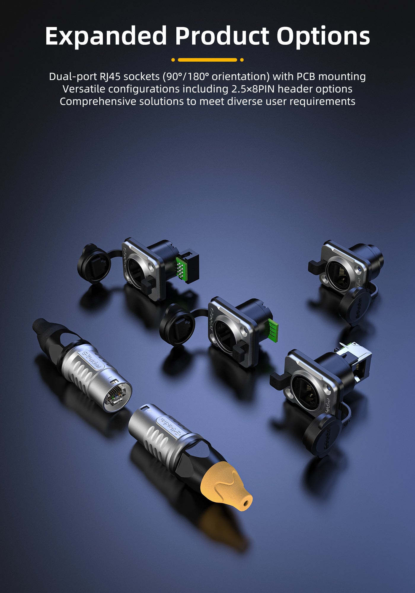 ER-RJ45 Waterproof Signal Data Connectors IP68 CAT6 Jack