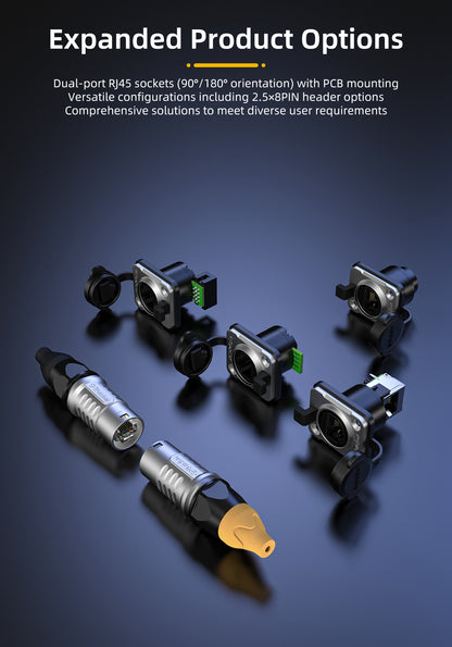 ER-RJ45 Waterproof Signal Data Connectors IP68 CAT6 Jack