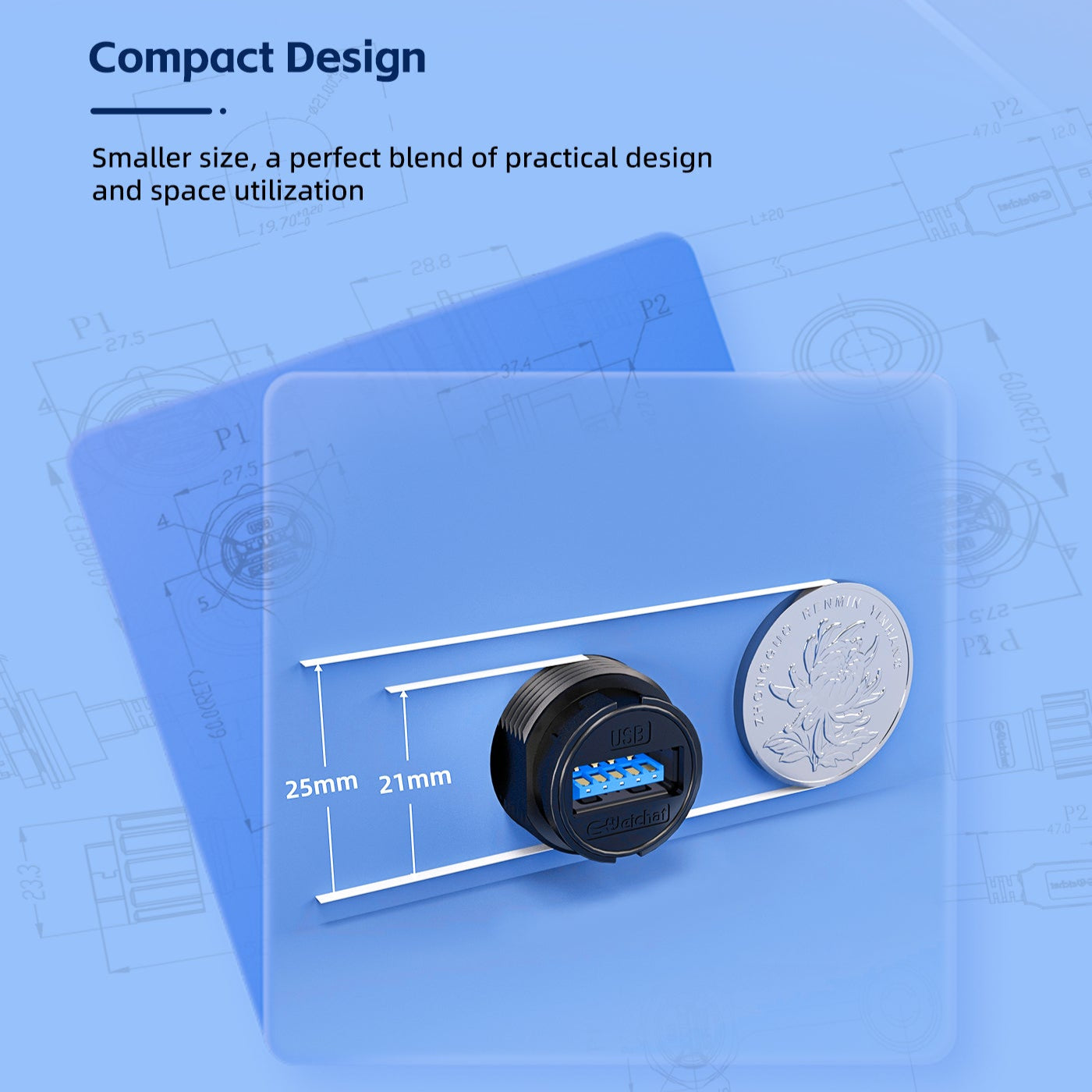 EW USB3.0 Panel Waterproof USB Connector