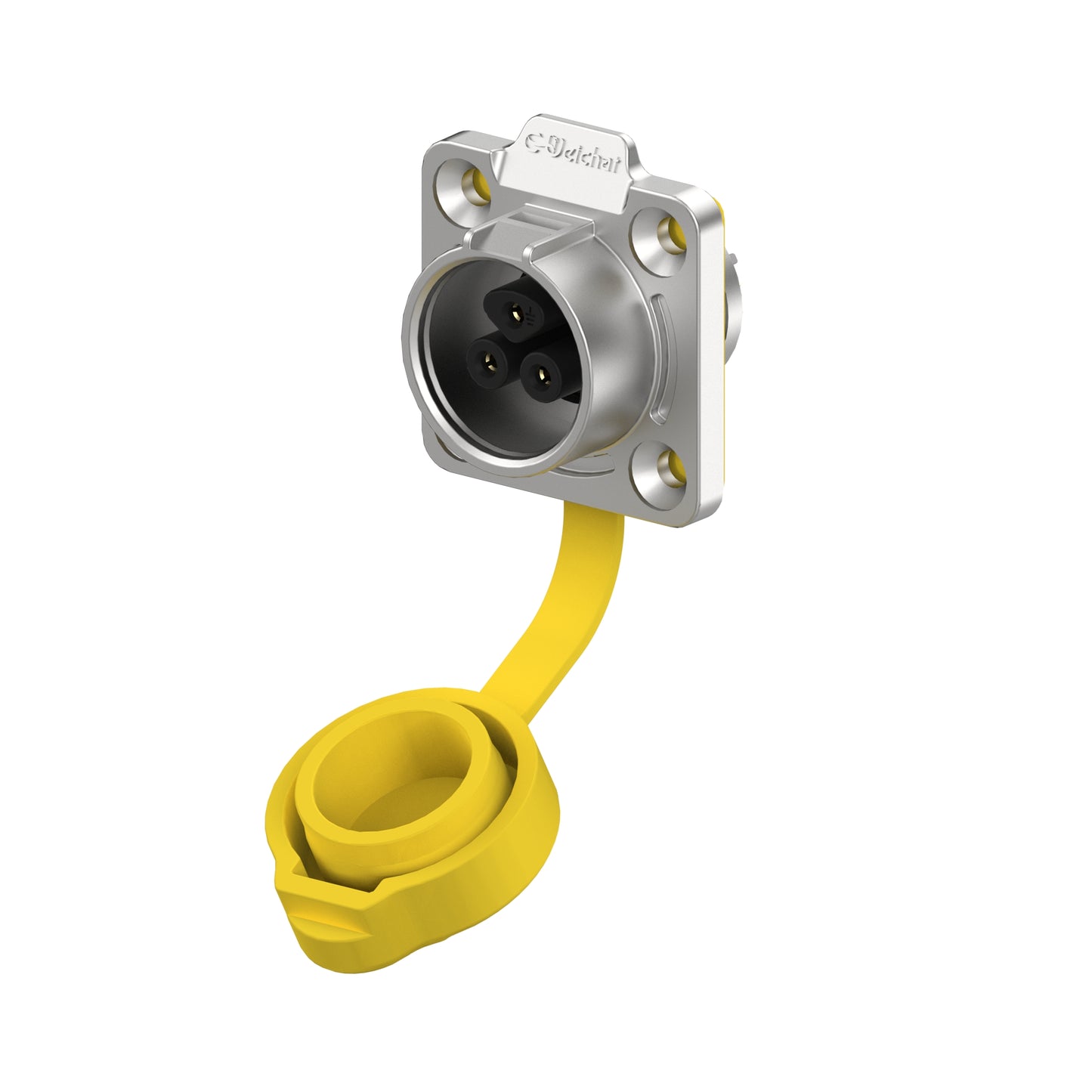 EW LP16 3 Pin Flange Outdoor Waterproof Wire Connectors Yellow