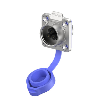 EW LP16 3 Pin Flange Industrial Waterproof Connector Blue