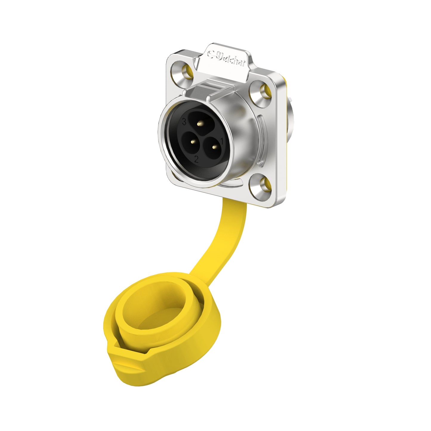 EW LP16 3 Pin Flange Outdoor Waterproof Wire Connectors Yellow