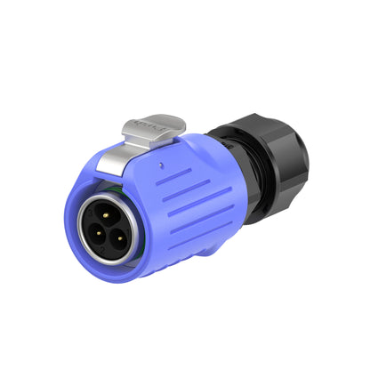 EW LP16 3 Pin Flange Industrial Waterproof Connector Blue