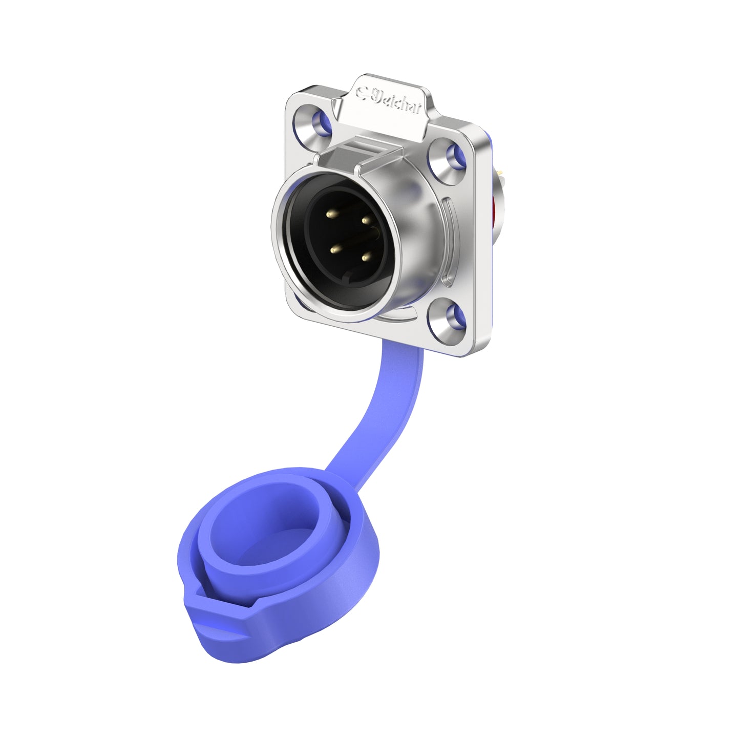 EW LP16 4 Pin Flange Blue Electrical Waterproof Connectors